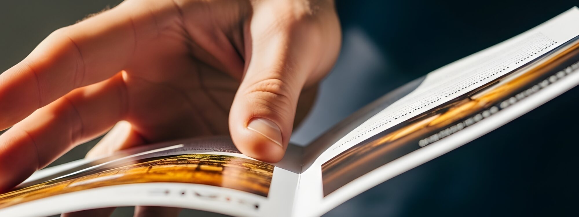 Eine Hand blättert eine Broschüre durch