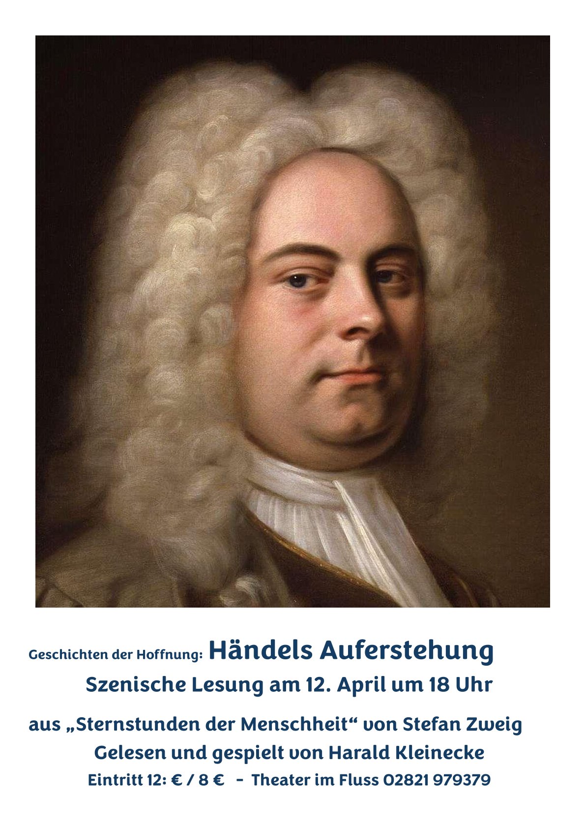 Porträt eines Mannes mit langem, lockigem weißem Haar und weißem Kragen vor dunklem Hintergrund