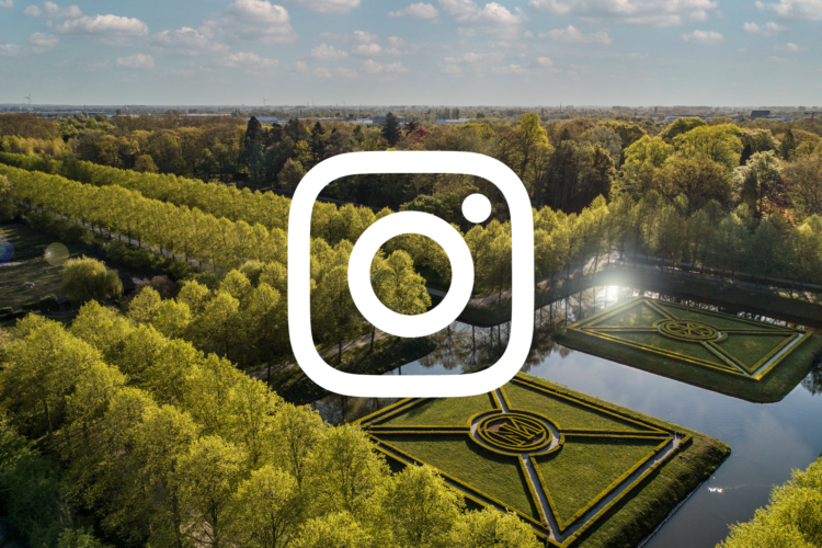 Bild der Gartenanlagen mit dem Instagram-Icon