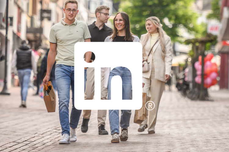Bild aus der Innenstadt mit dem LinkedIn-Button